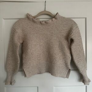 MADEWELL Ruffle Neck Pullover Sweater in Cotton- Merino Wool Yarn